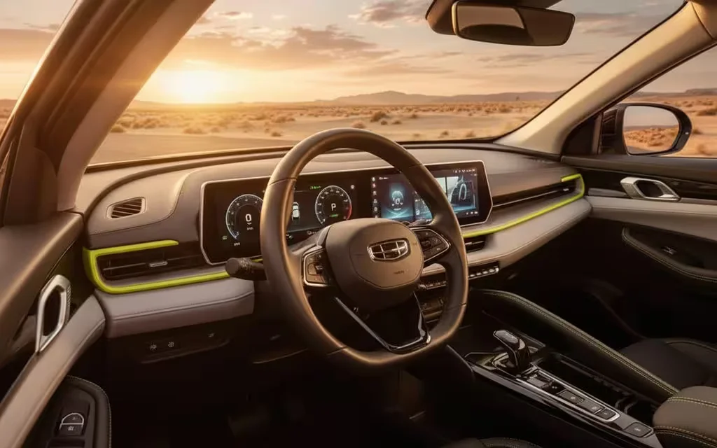 Geely Coolray 2025 dashboard and infotainment – rental in Dubai