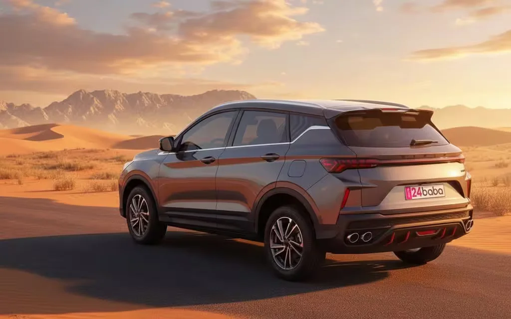 Geely Coolray 2025 Grey parked outdoor scene – rental in Dubai