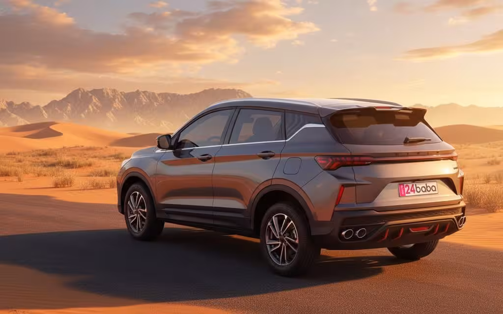 Geely Coolray 2025 Grey parked outdoor scene – rental in Dubai