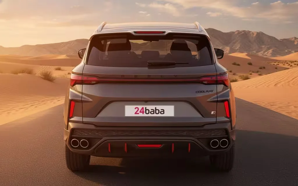 Geely Coolray 2025 Grey rear view showing taillights – rental in Dubai