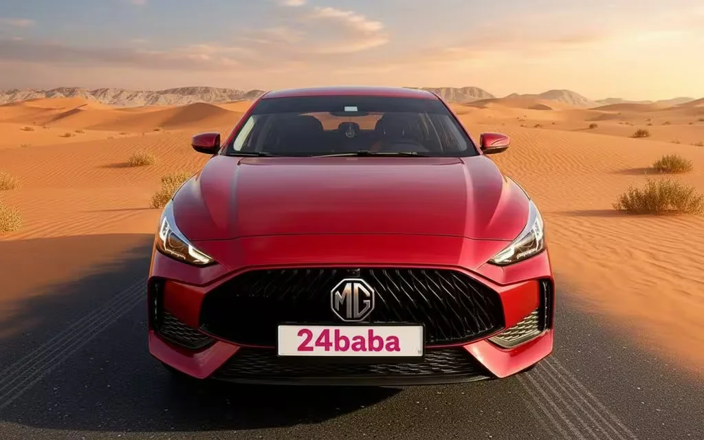 Mg Gt 2024 Red front view with headlights – rental in Dubai