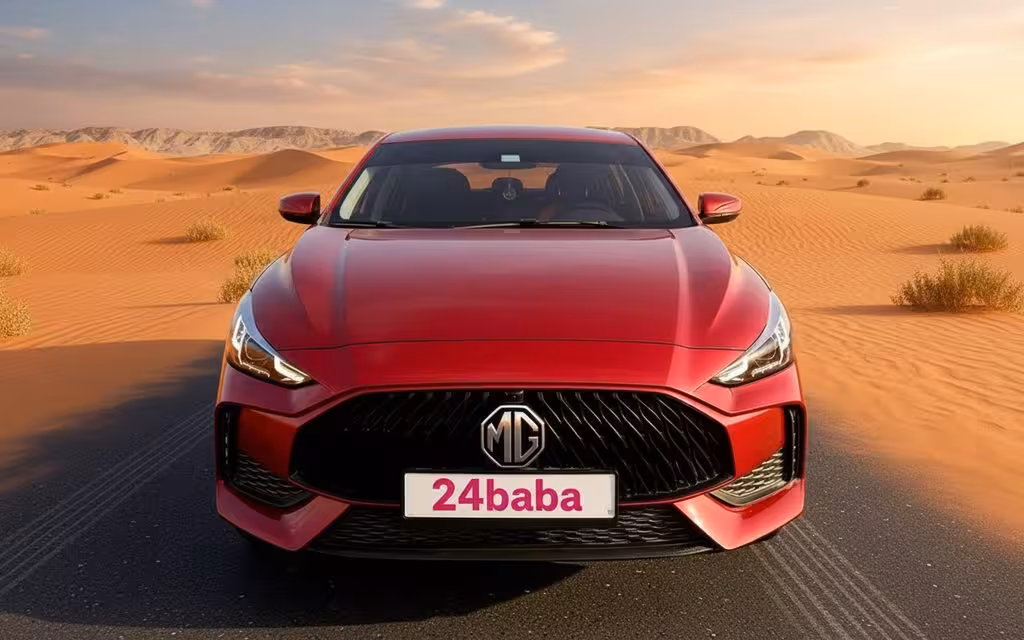 Mg Gt 2024 Red front view with headlights – rental in Dubai