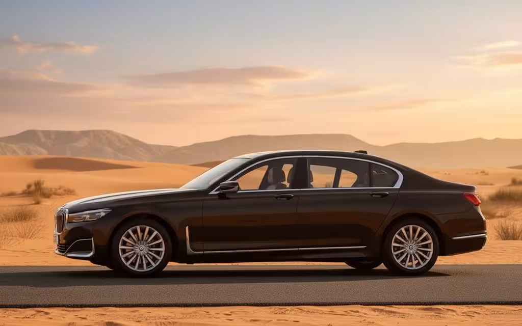 Bmw 730 2021 Black side profile – rental in Dubai