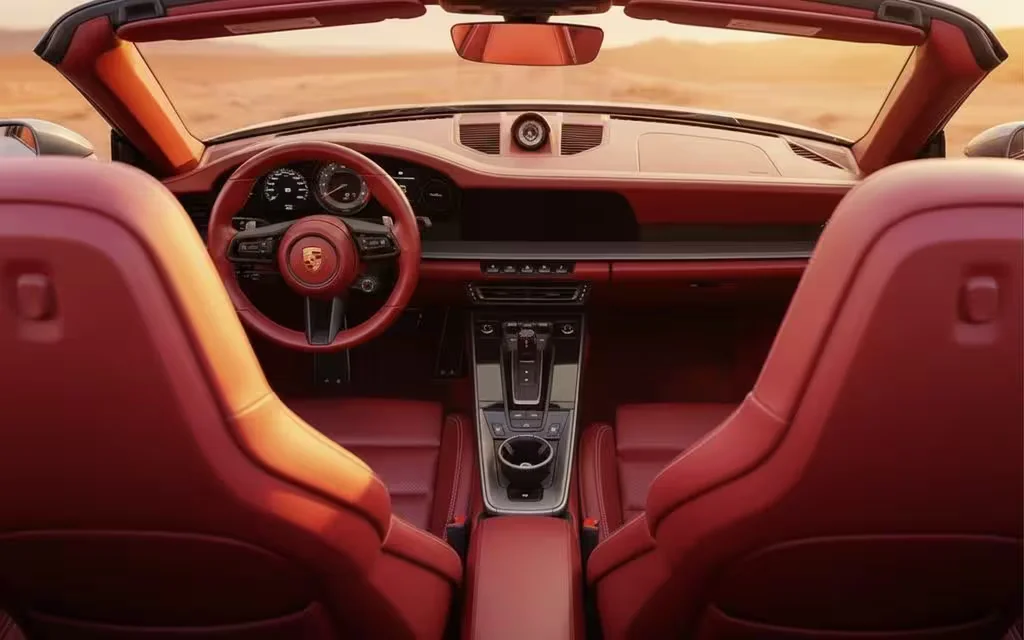 Porsche 911 2022 leather seats and cabin – rental in Dubai