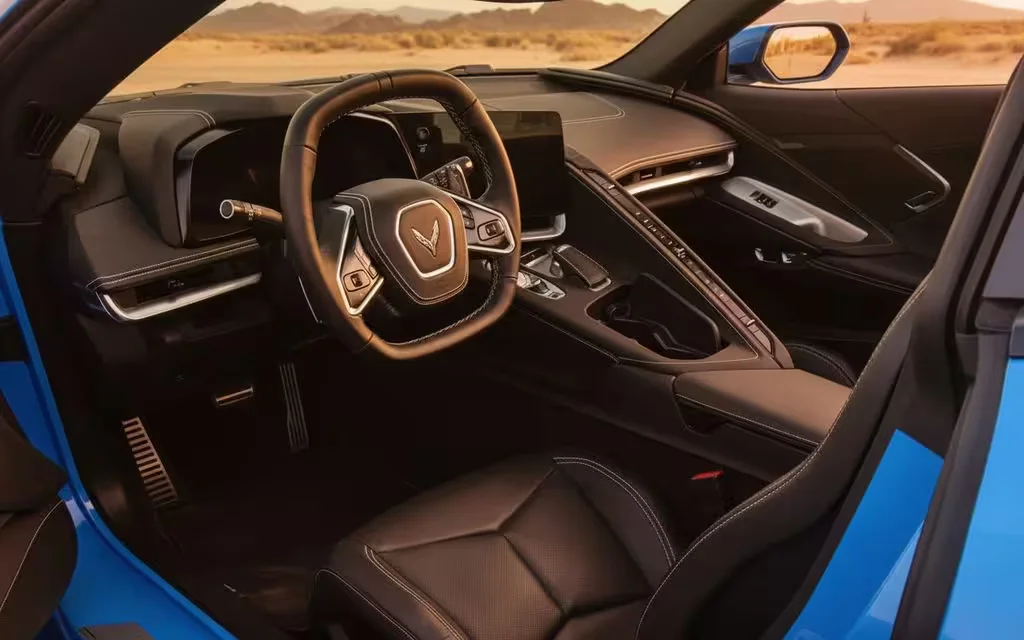 Chevrolet Corvette 2025 interior view showing trim – rental in Dubai