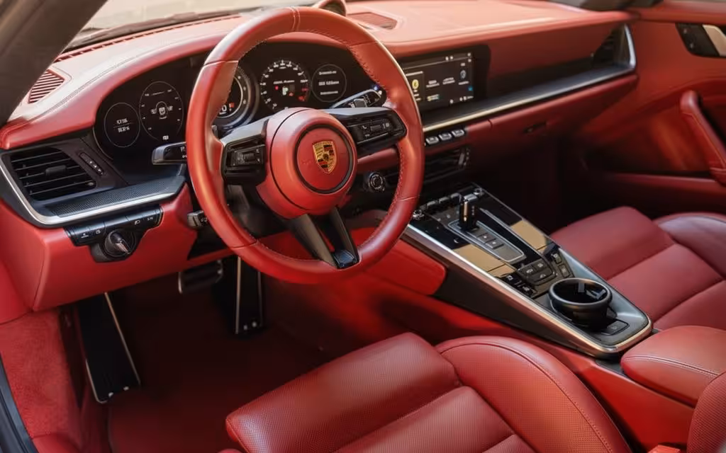 Porsche 911 2023 interior view showing trim – rental in Dubai
