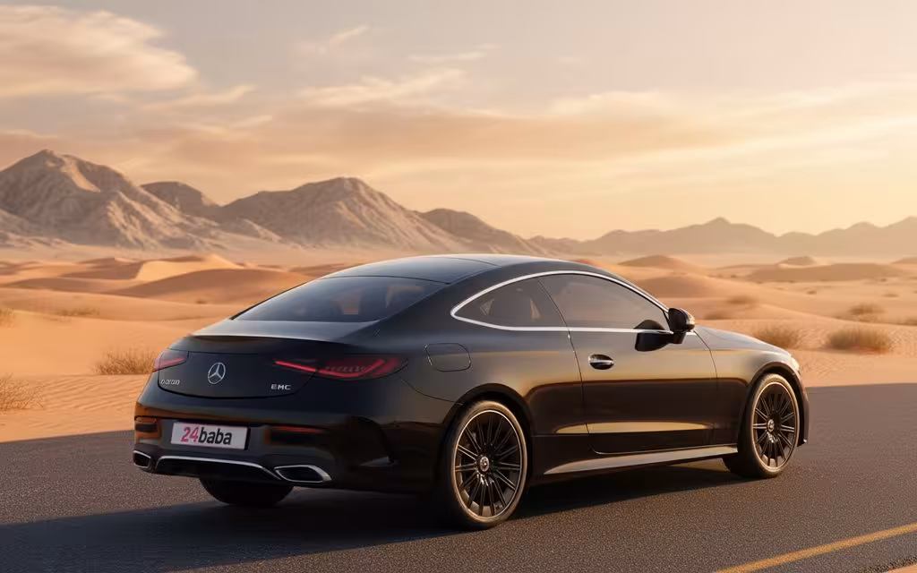 Mercedes Cle200 2024 Black rear view showing taillights – rental in Dubai