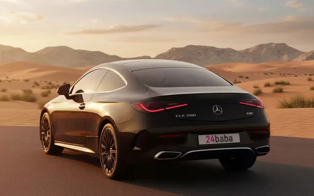 Mercedes Cle200 2024 Black rear view showing taillights – rental in Dubai