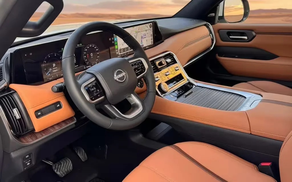 Nissan Patrol 2025 interior view showing trim – rental in Dubai