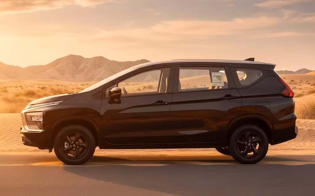 Mitsubishi Xpander 2025 Black side profile – rental in Dubai