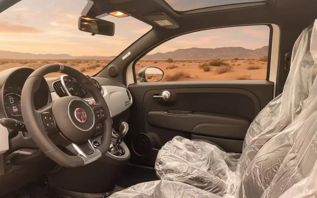 Fiat 500 2022 interior view showing trim – rental in Dubai