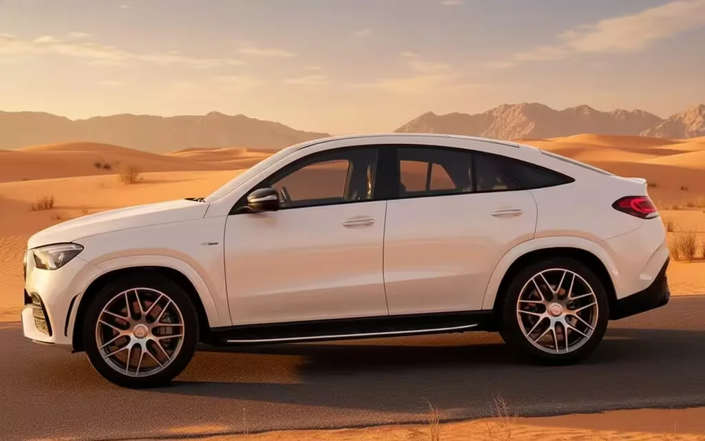 Mercedes Gle53 2021 White side profile – rental in Dubai