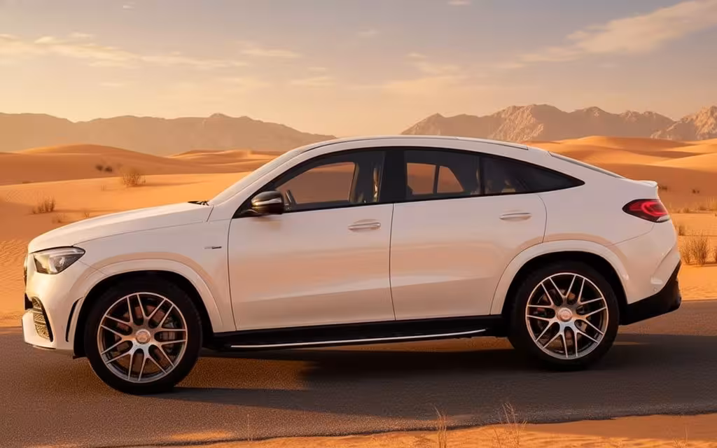 Mercedes Gle53 2021 White side profile – rental in Dubai