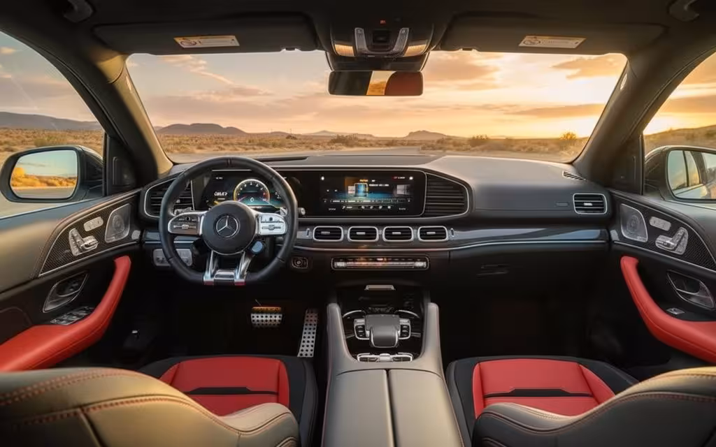Mercedes Gle53 2021 interior view showing trim – rental in Dubai