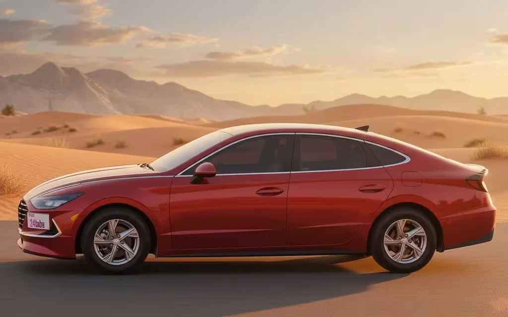 Hyundai Sonata 2021 Red side profile – rental in Dubai