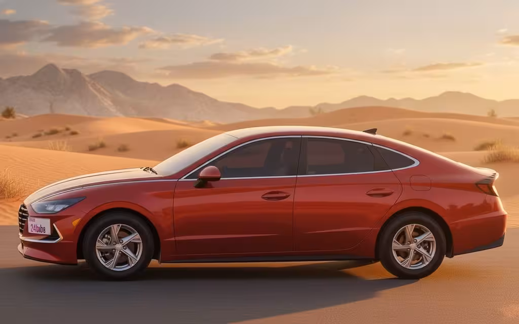 Hyundai Sonata 2021 Red side profile – rental in Dubai