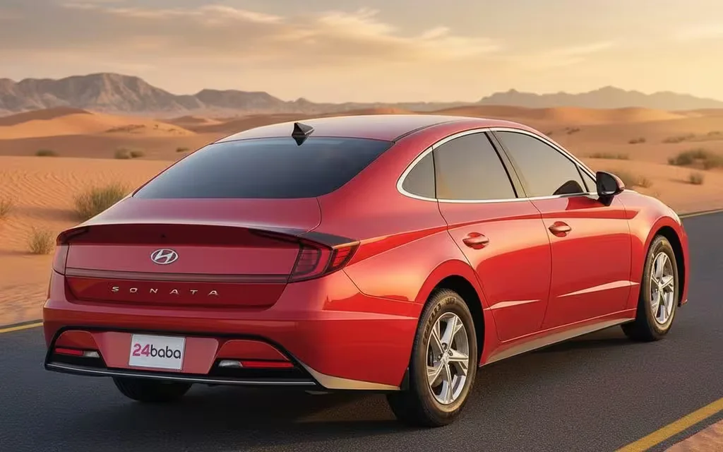 Hyundai Sonata 2021 Red rear view showing taillights – rental in Dubai