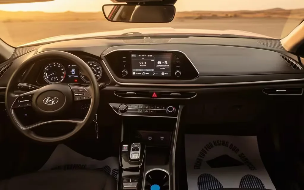 Hyundai Sonata 2021 dashboard and infotainment – rental in Dubai