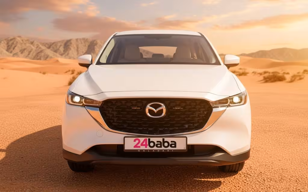 Mazda Cx 5 2022 White front view with headlights – rental in Dubai