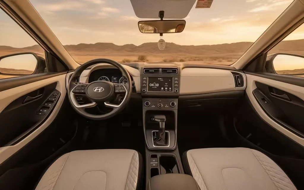 Hyundai Creta 2024 dashboard and infotainment – rental in Dubai