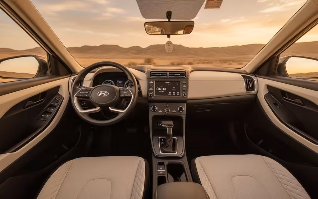 Hyundai Creta 2024 dashboard and infotainment – rental in Dubai