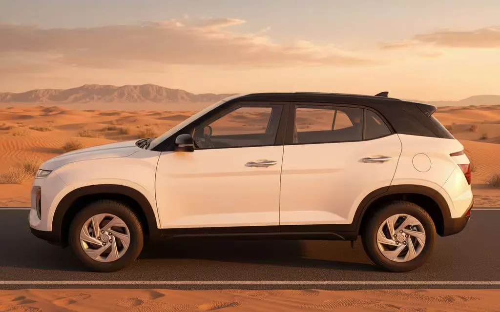 Hyundai Creta 2024 White side profile – rental in Dubai