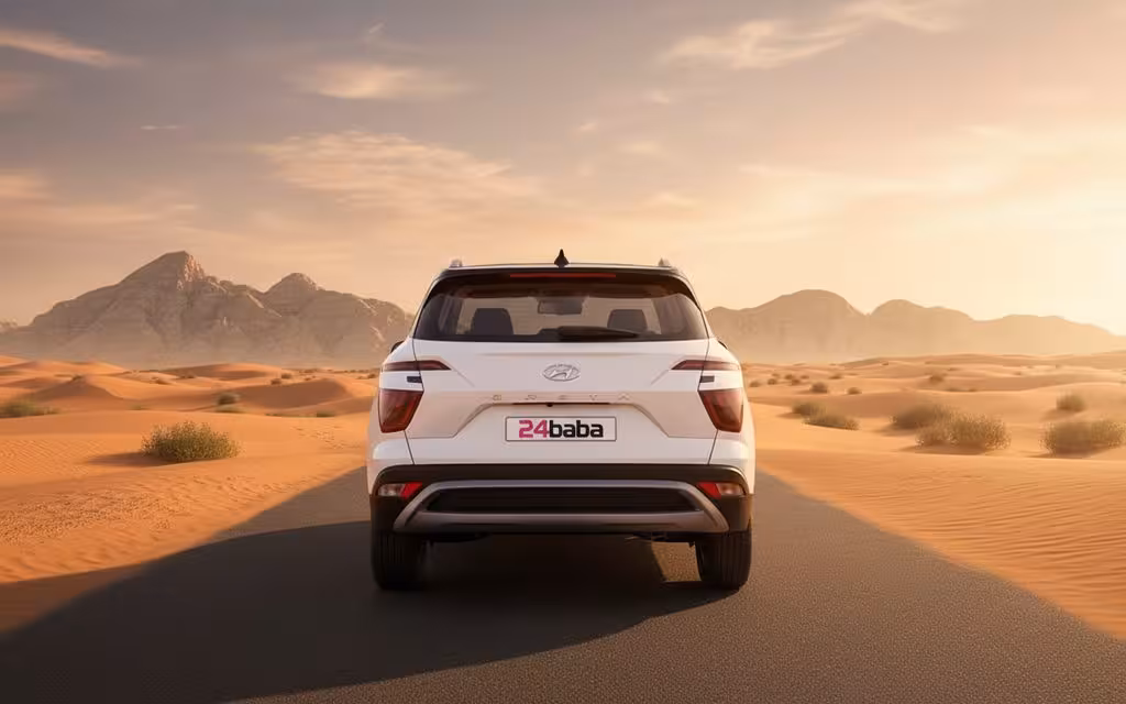 Hyundai Creta 2024 White rear view showing taillights – rental in Dubai