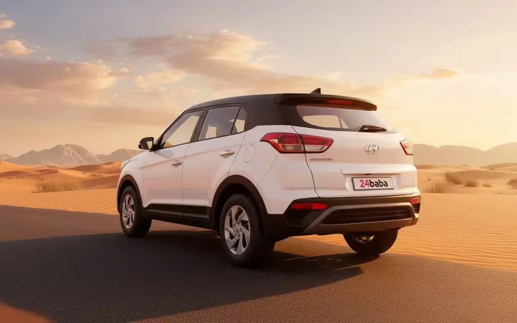 Hyundai Creta 2024 White rear view showing taillights – rental in Dubai
