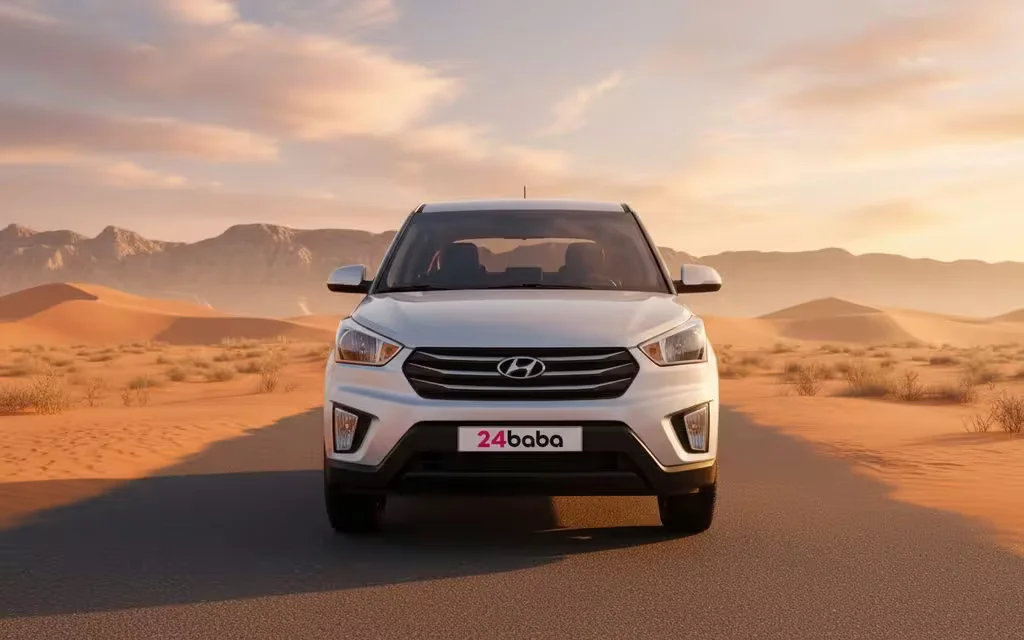 Hyundai Creta 2021 Grey front view with headlights – rental in Dubai