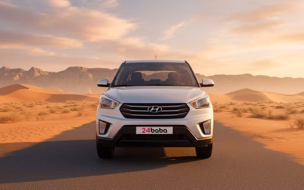 Hyundai Creta 2021 Grey front view with headlights – rental in Dubai
