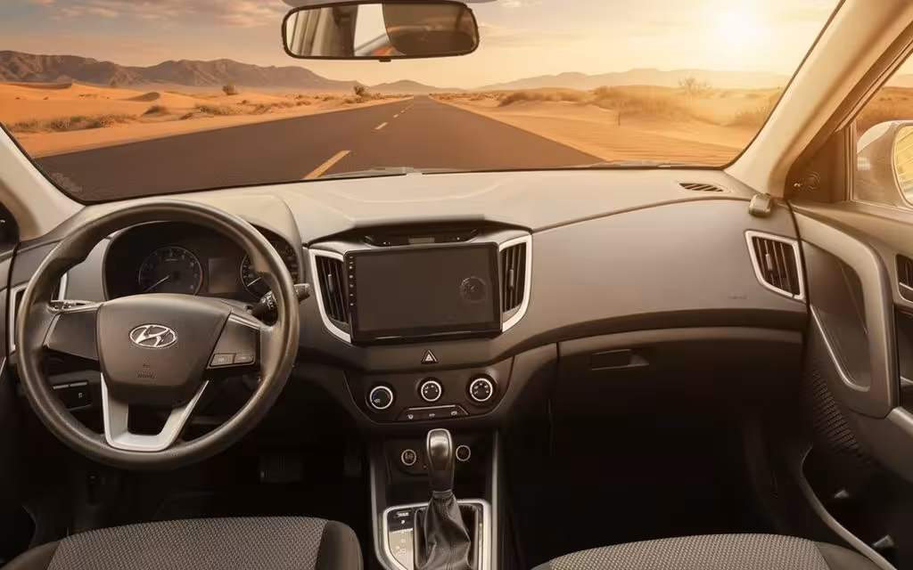 Hyundai Creta 2021 dashboard and infotainment – rental in Dubai