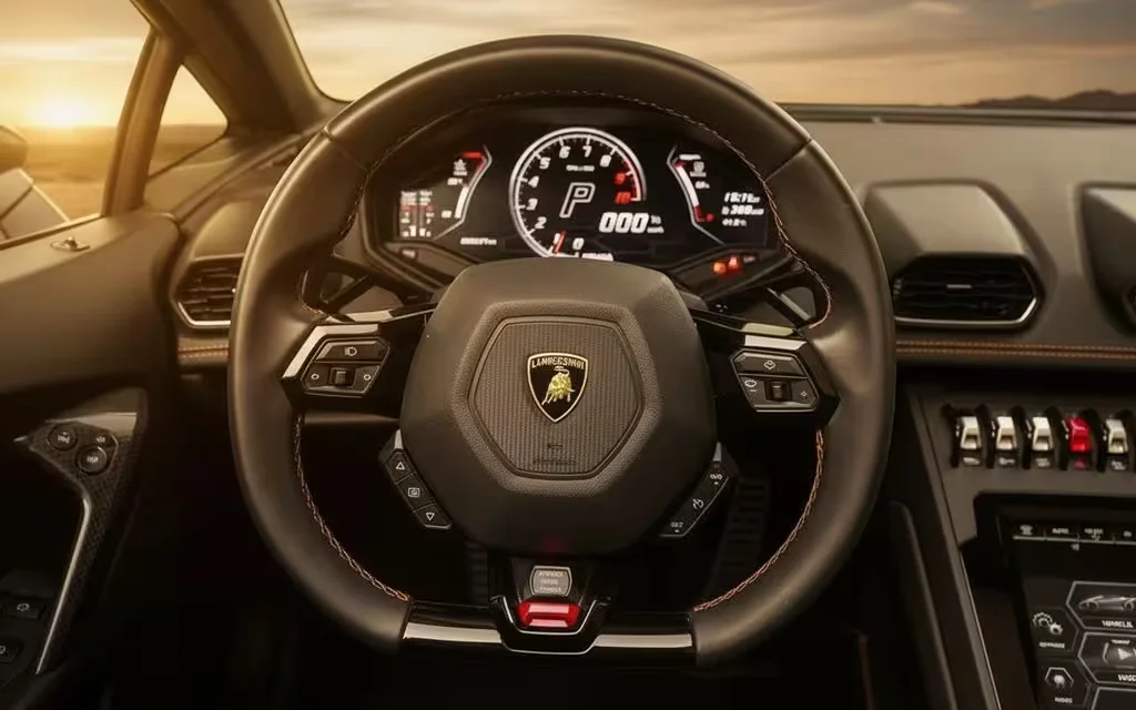 Lamborghini Huracan 2023 interior view showing trim – rental in Dubai