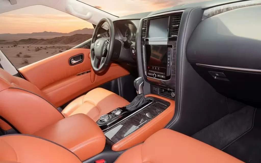 Nissan Patrol 2021 interior view showing trim – rental in Dubai