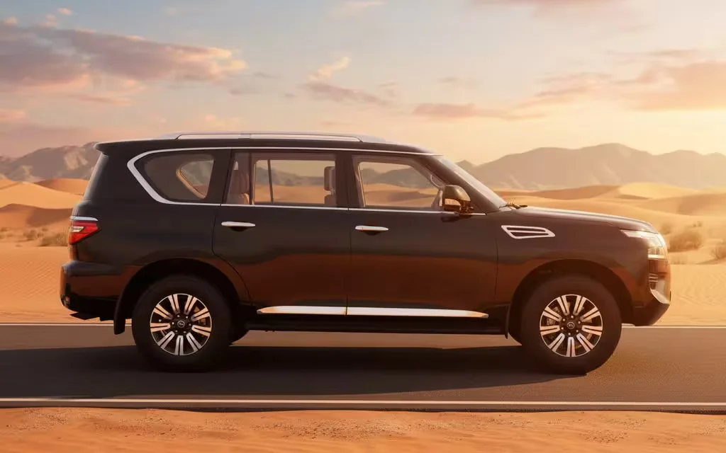 Nissan Patrol 2021 Black side profile – rental in Dubai