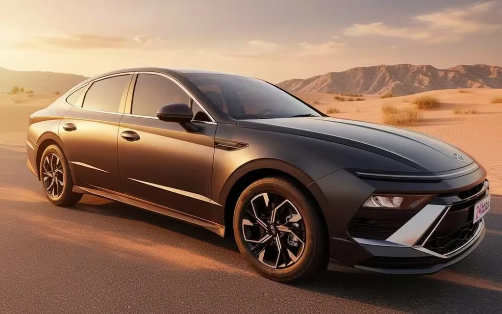 Hyundai Sonata 2025 Dark Gray side profile – rental in Dubai