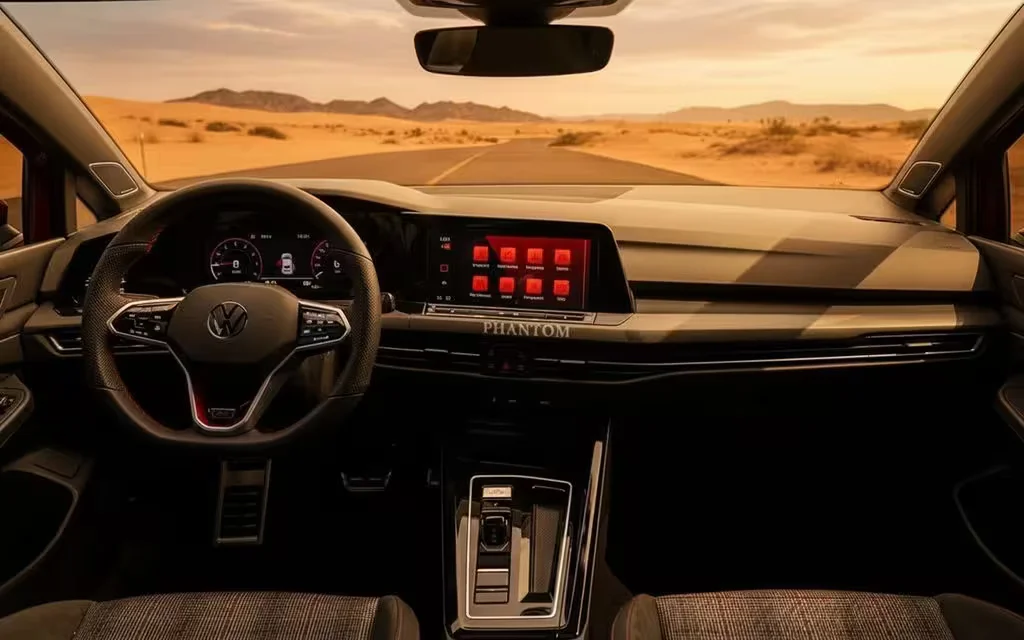 Volkswagen Golf 2023 interior view showing trim – rental in Dubai