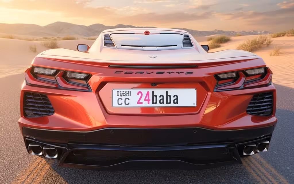 Chevrolet Corvette 2023 Red rear view showing taillights – rental in Dubai