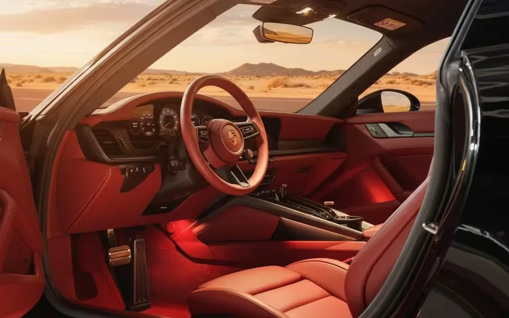 Porsche 911 2025 interior view showing trim – rental in Dubai