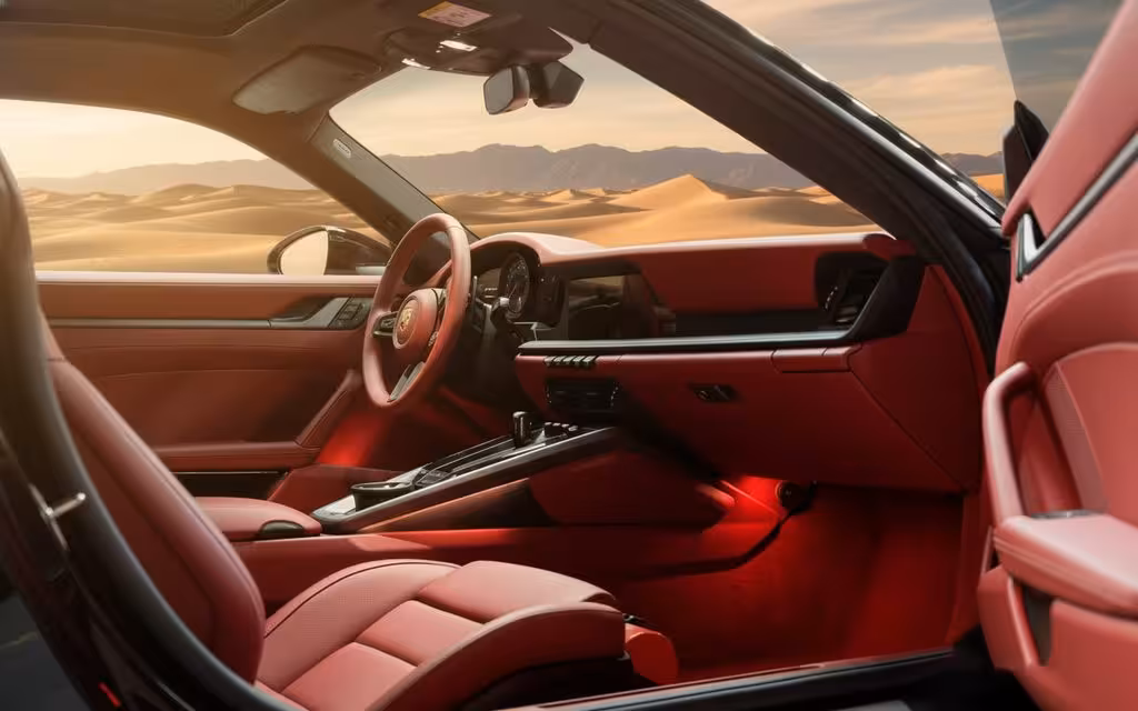 Porsche 911 2025 interior view showing trim – rental in Dubai