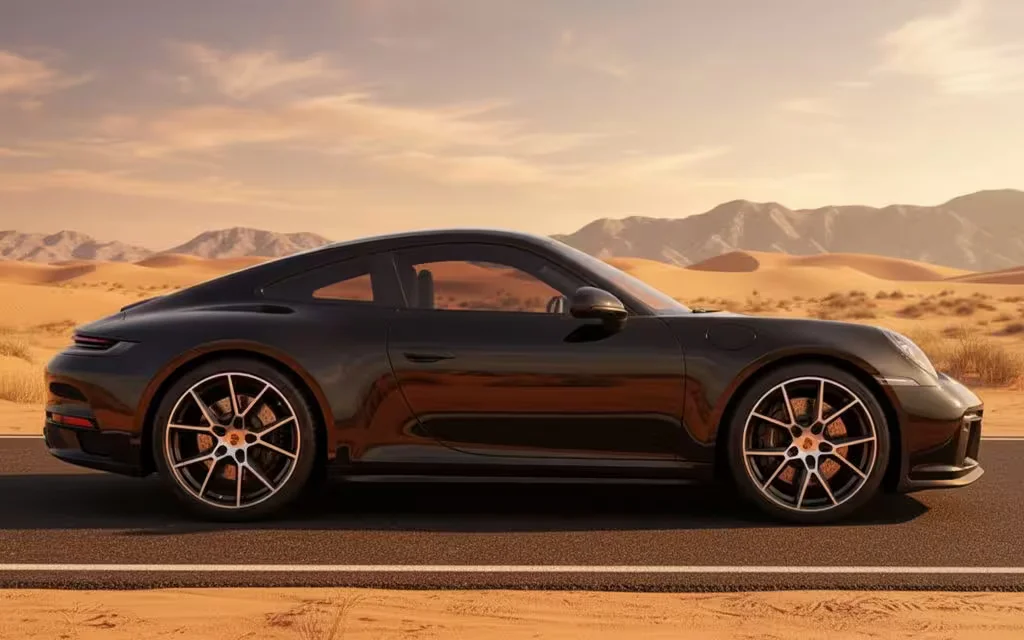 Porsche 911 2025 Black side profile – rental in Dubai