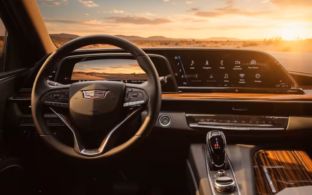 Cadillac Escalade 2021 dashboard and infotainment – rental in Dubai