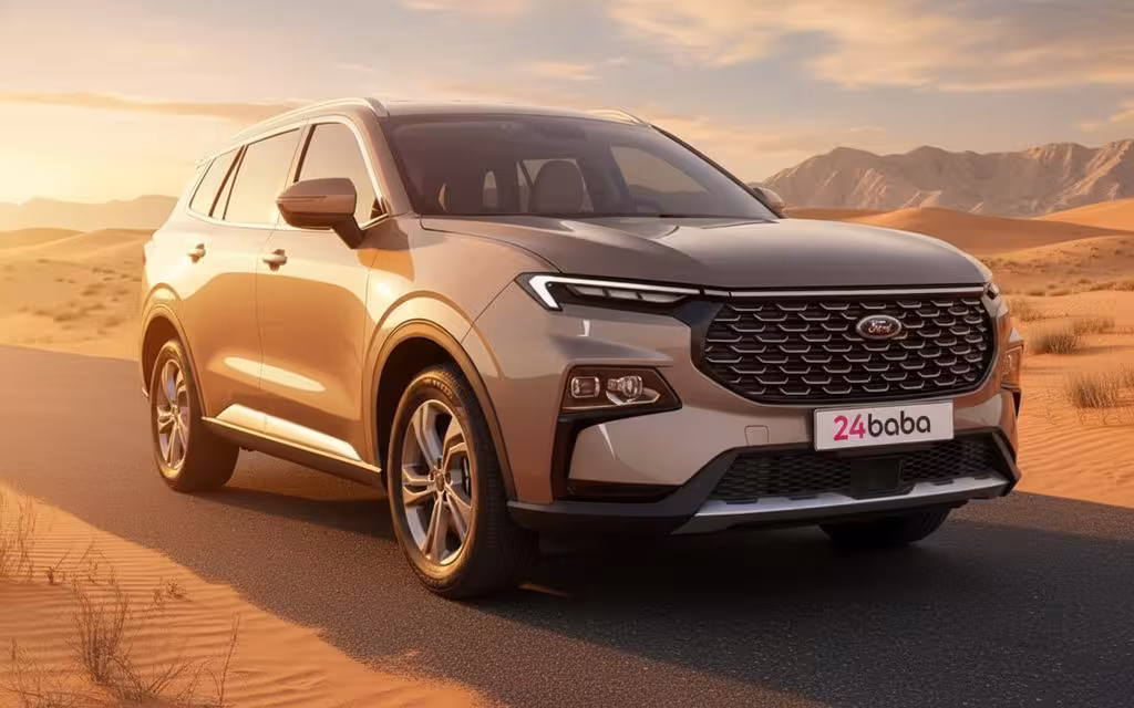 Ford Territory 2023 Gold front view with headlights – rental in Dubai