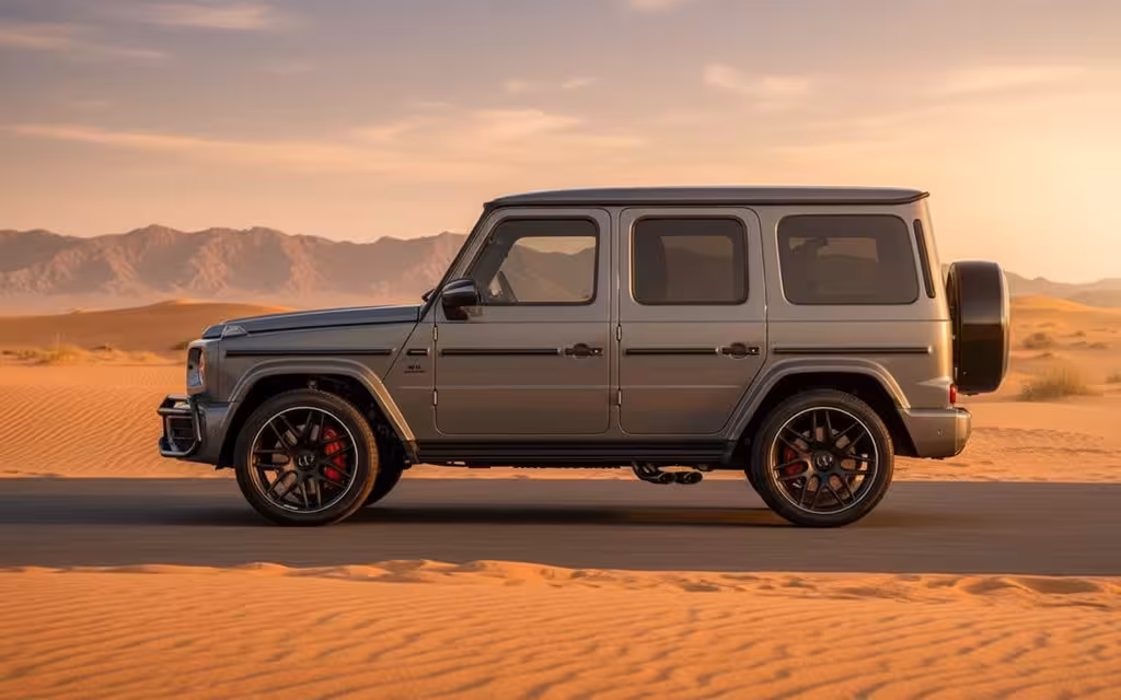 Mercedes G63 2024 Grey side profile – rental in Dubai