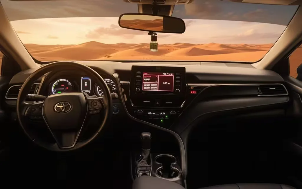 Toyota Camry 2023 interior view showing trim – rental in Dubai
