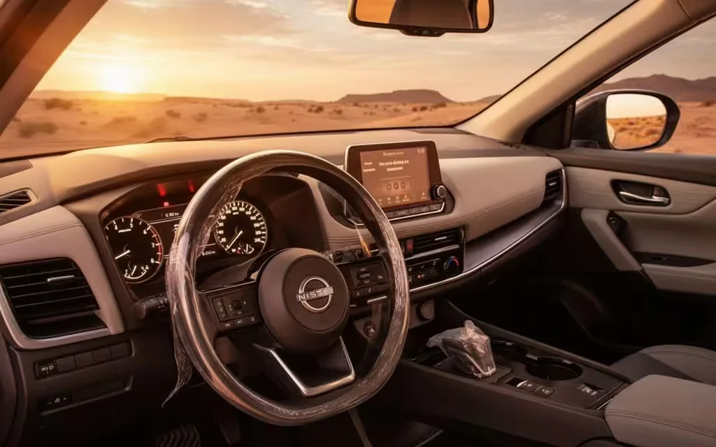 Nissan X Trail 2025 interior view showing trim – rental in Dubai