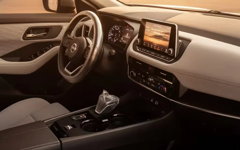 Nissan X Trail 2025 interior view showing trim – rental in Dubai