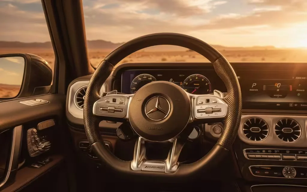 Mercedes G63 2020 interior view showing trim – rental in Dubai