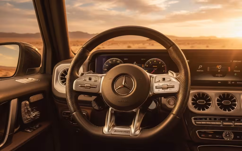 Mercedes G63 2020 interior view showing trim – rental in Dubai