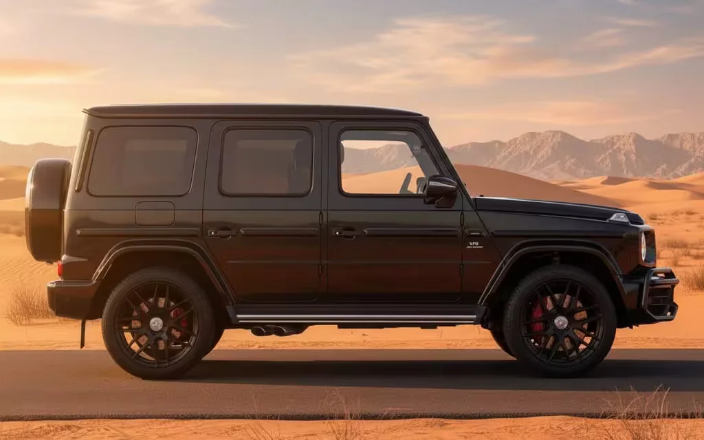 Mercedes G63 2020 Black side profile – rental in Dubai