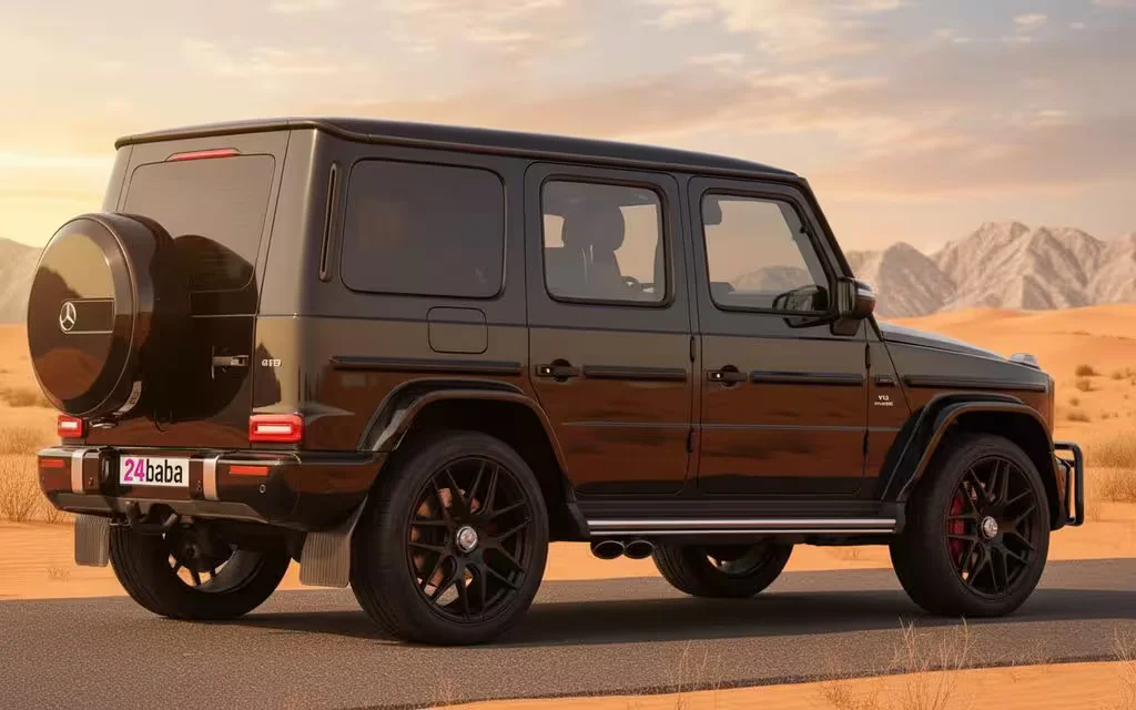 Mercedes G63 2020 Black rear view showing taillights – rental in Dubai